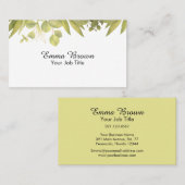 Botanisch groen loof Waterverf ontwerp Visitekaartje (Voorkant / Achterkant)