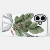 Botanisch groen met bessen gepersonaliseerd Case-Mate iPhone case (Achterkant (horizontaal))
