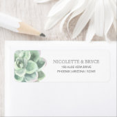 Botanisch groen retouradres Succulent Wedding Etiket (Insitu)