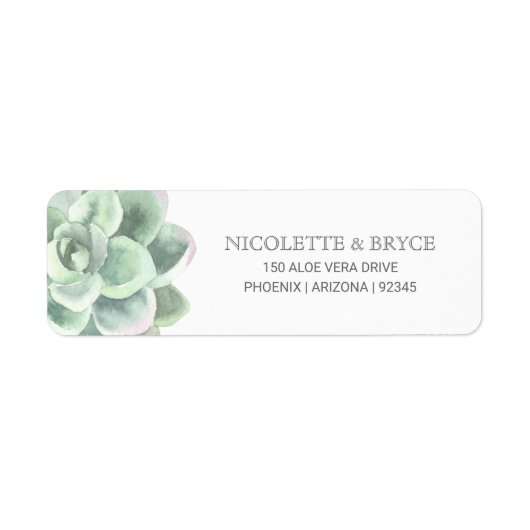 Botanisch groen retouradres Succulent Wedding Etiket (Voorkant)