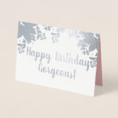 Botanisch groen Roos Verjaardag Echte Folie Kaart (Voorkant)