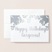 Botanisch groen Roos Verjaardag Echte Folie Kaart (Voorkant met envelop)