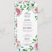 Botanisch Groen Roze Floral Wedding Menu (Voorkant / Achterkant)