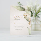 Botanisch groen  rustiek bruiloft RSVP (Staand voorkant)