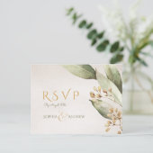 Botanisch groen  rustiek bruiloft RSVP Uitnodiging Briefkaart (Staand voorkant)