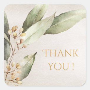 Botanisch groen rustieke bruiloft gunst vierkante sticker