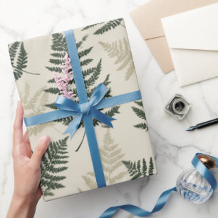 Botanisch groen varen beige bloemmotief cadeaupapier