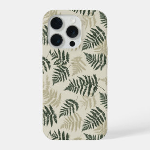 Botanisch groen varen beige bloemmotief iPhone 15 pro hoesje