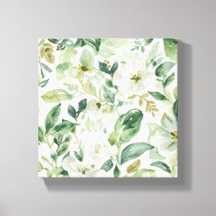 Botanisch groen waterverf bloemen bladeren natuur canvas afdruk