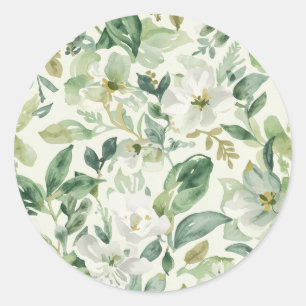 Botanisch groen waterverf bloemen bladeren natuur  ronde sticker