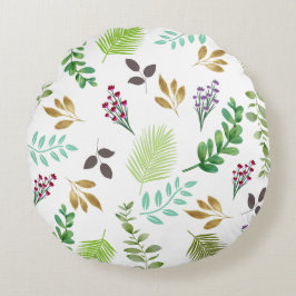 Botanisch groen Waterverf Cottage Rond Kussen