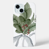 Botanisch groen zilveren lint gepersonaliseerd Case-Mate iPhone case (Achterkant)