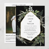 Botanisch groen Zwart Goud Lijst QR Code Foto Kaart (Voorkant / Achterkant)