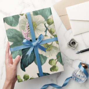 Botanisch groene bloemcrème bloempatroon cadeaupapier