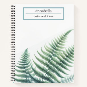 Botanisch groene varenbladeren waterverf elegant notitieboek