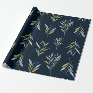 Botanisch Herhalingspatroon van twijgen met goud Cadeaupapier