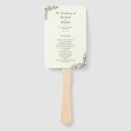 Botanisch huwelijksprogramma handwaaier (Voorkant)