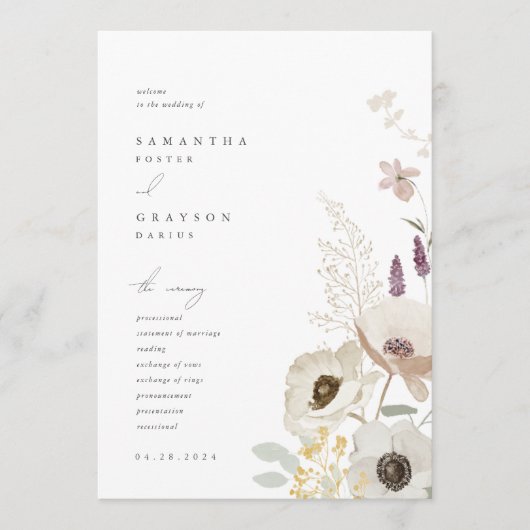 Botanisch huwelijksprogramma programma (Voorkant)