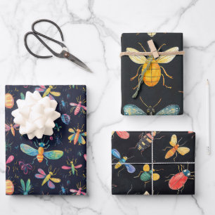 Botanisch Insect Collectie Krijt Tekenpatroon Inpakpapier Vel