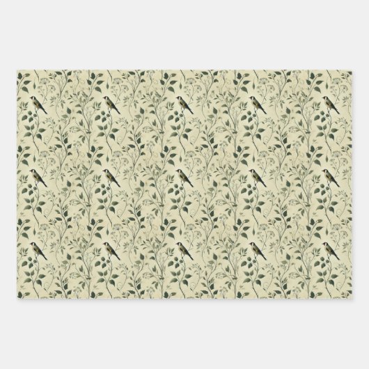  Botanisch Ivoor/Sage Wrap Decoupage Papers Inpakpapier Vel (Voorkant 3)
