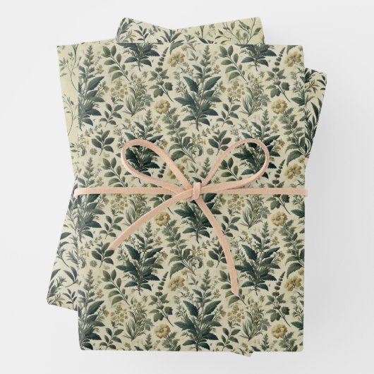 Botanisch Ivoor/Sage Wrap Decoupage Papers Inpakpapier Vel (In situ)