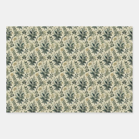  Botanisch Ivoor/Sage Wrap Decoupage Papers Inpakpapier Vel (Voorkant)