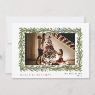 Botanisch kader Kerstmis Elegante familie 1 foto Feestdagenkaart