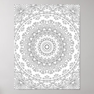Botanisch Kant Mandala Kleurplaat Patroon Kunst Poster
