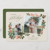 Botanisch Kerstkaartframe Feestdagenkaart (Voorkant / Achterkant)