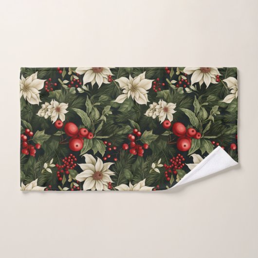 Botanisch Kerstpatroon Bad Handdoek (Handdoek)