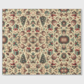  botanisch kerstpatroon cadeaupapier (Vlak)