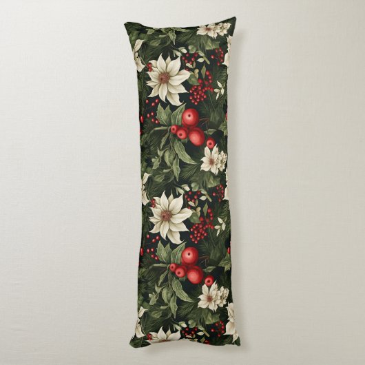 Botanisch Kerstpatroon Lichaamskussen (Achterkant (Verticaal))