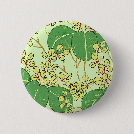 Botanisch kunstpatroon van Japans leder Ronde Button 5,7 Cm (Voorkant)