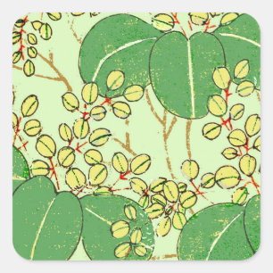 Botanisch kunstpatroon van Japans leder Vierkante Sticker