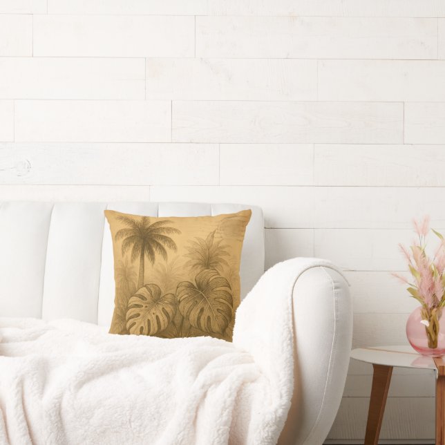 Botanisch kussen – Tropische Monsters & Palmblader (Bank)