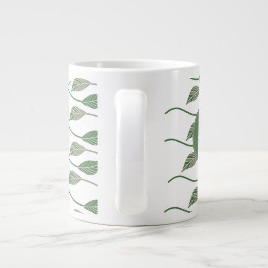 Botanisch leder Greenery Hand Drawn Pattern Extra Grote Beker (Achterkant)