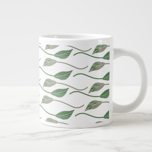 Botanisch leder Greenery Hand Drawn Pattern Extra Grote Beker (Rechts)