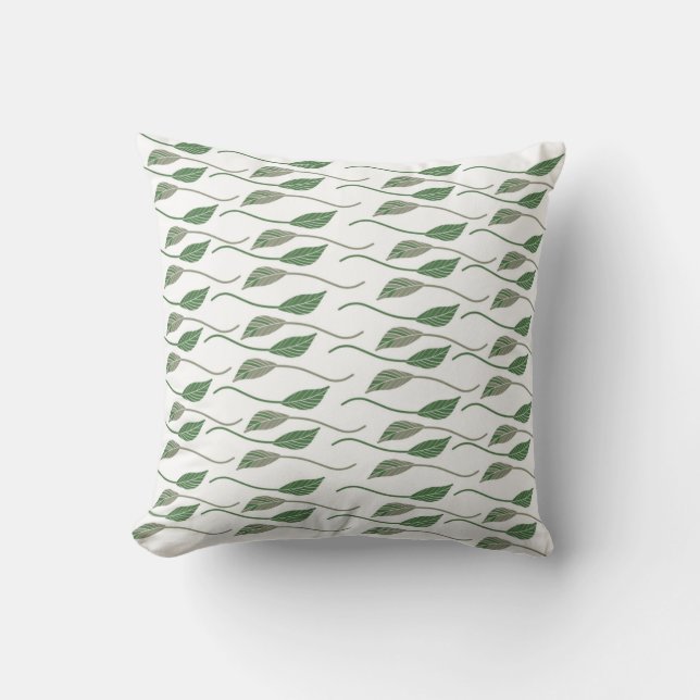 Botanisch leder Greenery Hand Drawn Pattern Kussen (Voorkant)