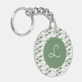 Botanisch leder Greenery Hand Drawn Pattern Sleutelhanger (Voorkant Links)