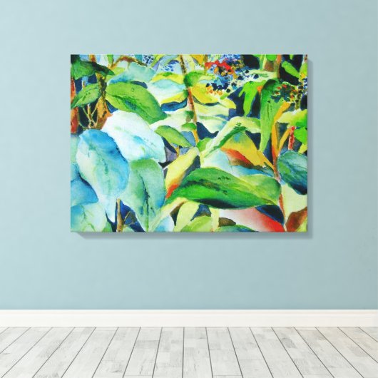 Botanisch lederen canvas 24 x 18 afdrukken (Insitu (Houten vloer))