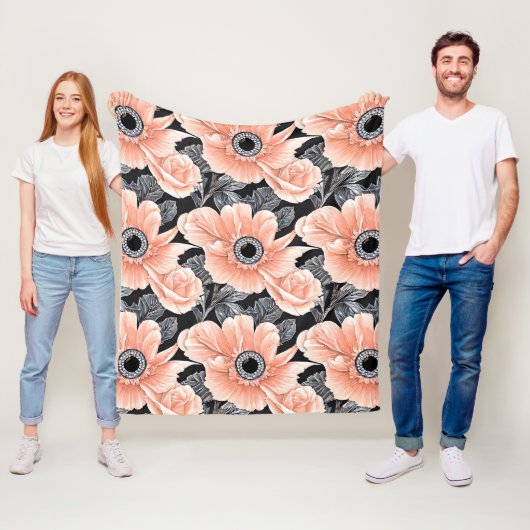 Botanisch lichtdoorlatend patroon fleece deken (In situ)