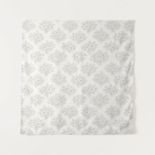 Botanisch lijnboeketpatroon wandkleed (Voorkant)