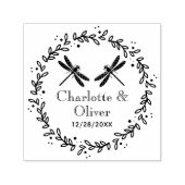 Botanisch Lijst 2 Dragonflies Paar Namen Datum Zelfinktende Stempel (Design)