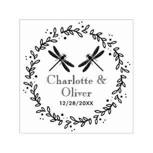 Botanisch Lijst 2 Dragonflies Paar Namen Datum Zelfinktende Stempel