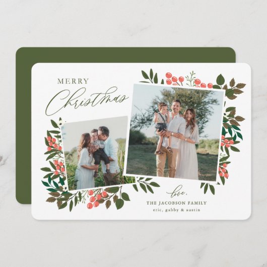 Botanisch Lijst Kerst Kaart (Voorkant / Achterkant)