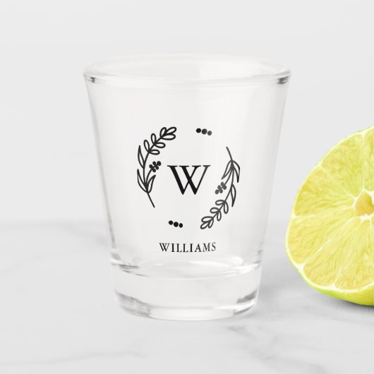 Botanisch Lijst Monogram Shot Glas (Voorkant)