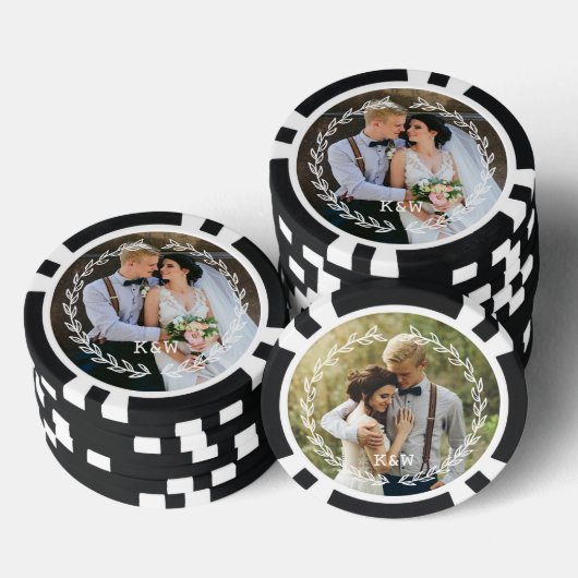Botanisch Lijst Monogrammen Foto Poker Chips (Opstapeling)