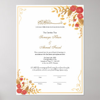 Botanisch lijst Nikkah Contract Poster