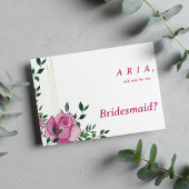 Botanisch lila groen goud roos bloemenbruidsmeisje kaart