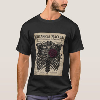 Botanisch Macaber Gotische Skelet Roos T-shirt
